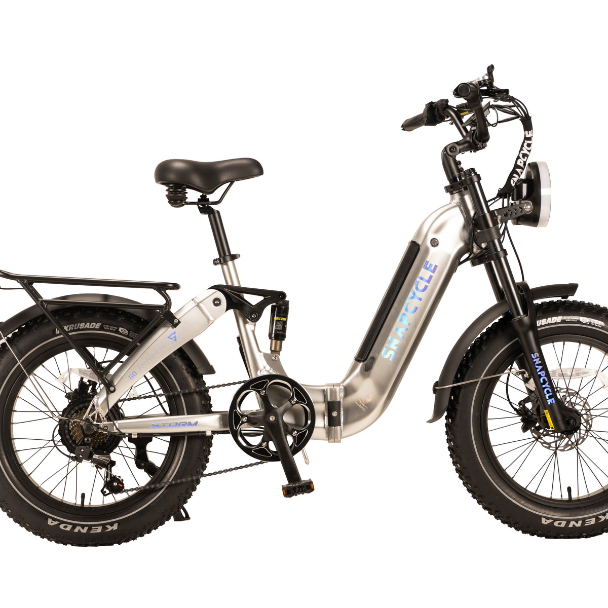 Foldable Electric Bike Fat Tire 750W Motor Snapcycle Storm White