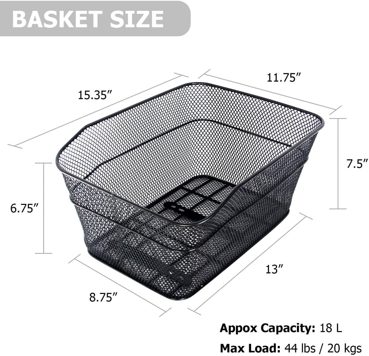 Rear Basket - Snapcycle Bikes SC-AC-REARBASKETBK