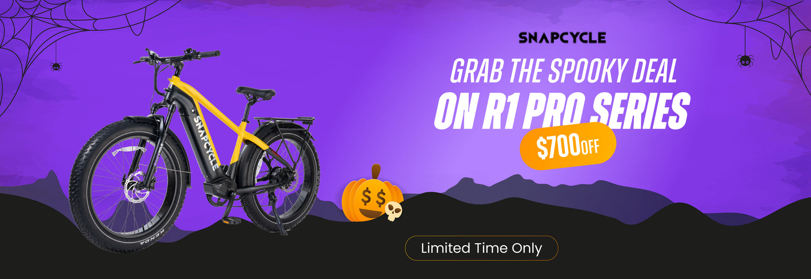 Happy Halloween 2024:  Save $700 on  e-bikes By Snapcycle