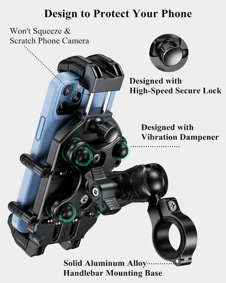 Vibration dampener, secure lock and aluminum handlebar base